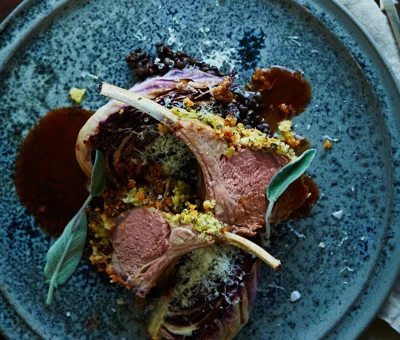 Rack of lamb with herb and cheese breading