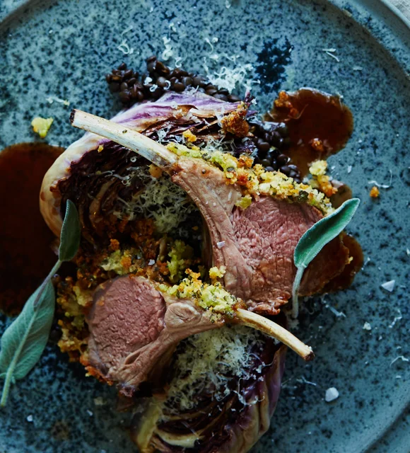 Rack of lamb with herb and cheese breading