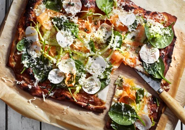 Pizza bianca med primörer