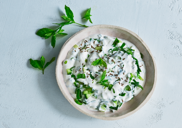 Yoghurt and cucumber raita