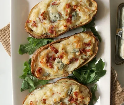 Blue Cheese and bacon twice baked potatoes