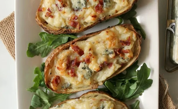 Blue Cheese and bacon twice baked potatoes
