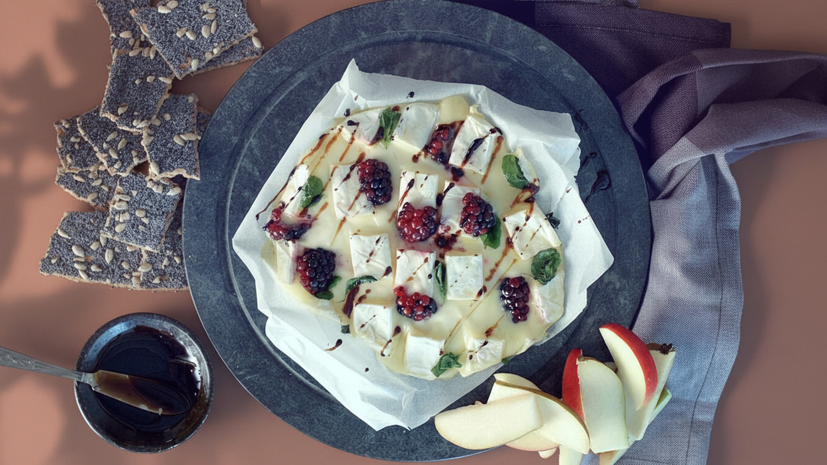 Baked creamy white cheese