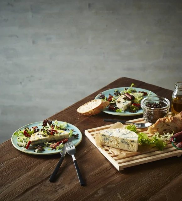 Fromage bleu avec chorizo et lentilles
