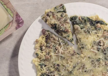 Tortilla vaga de espinacas, nueces y queso