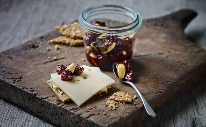 Cherry compote with almonds