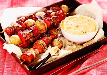 Heta grillspett med chorizo