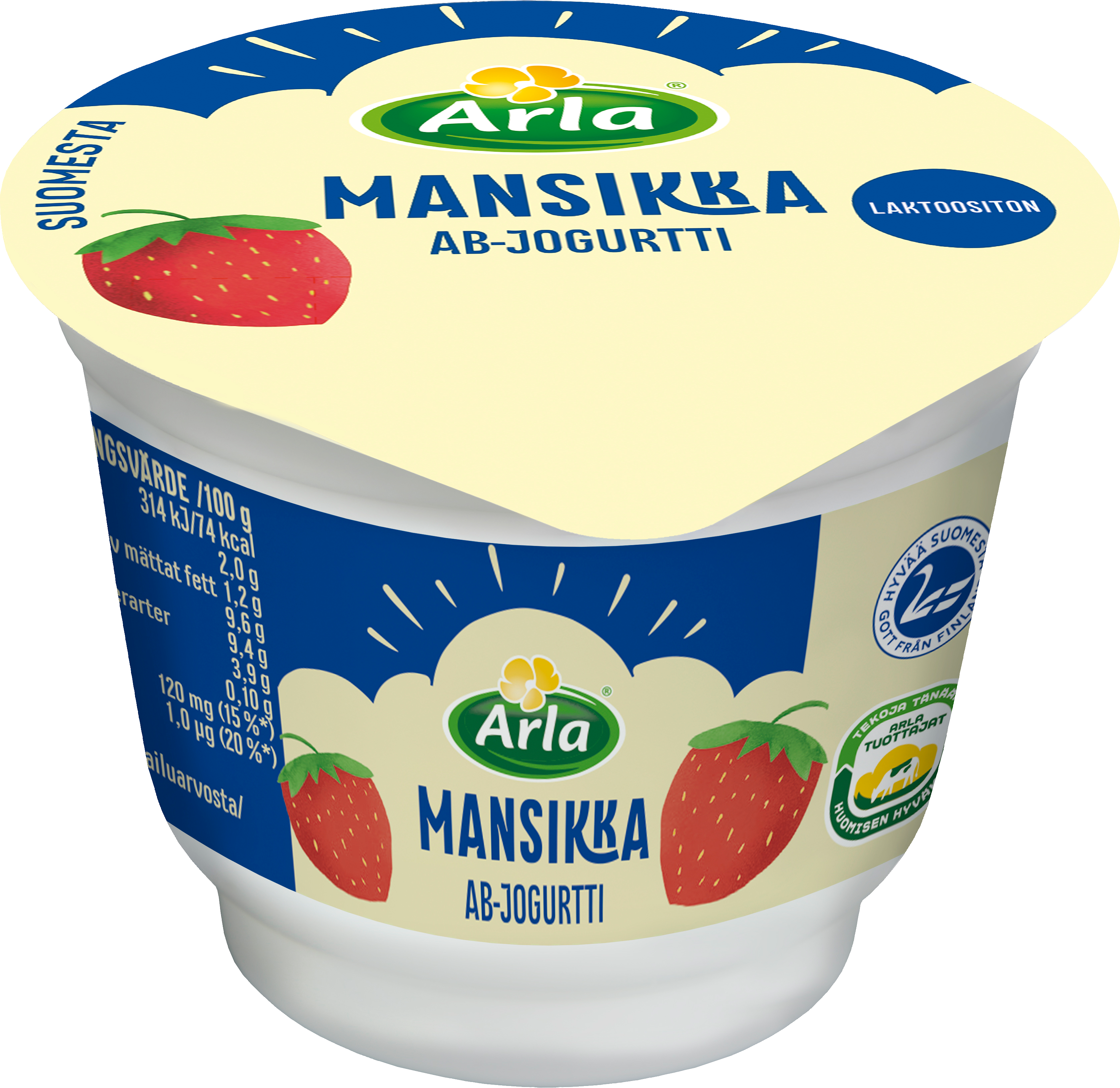 Arla AB-mansikkajogurtti 100g laktoositon