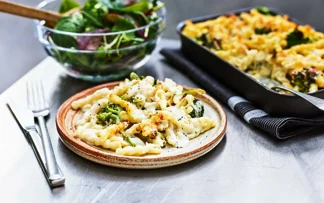 Mac and cheese med broccoli