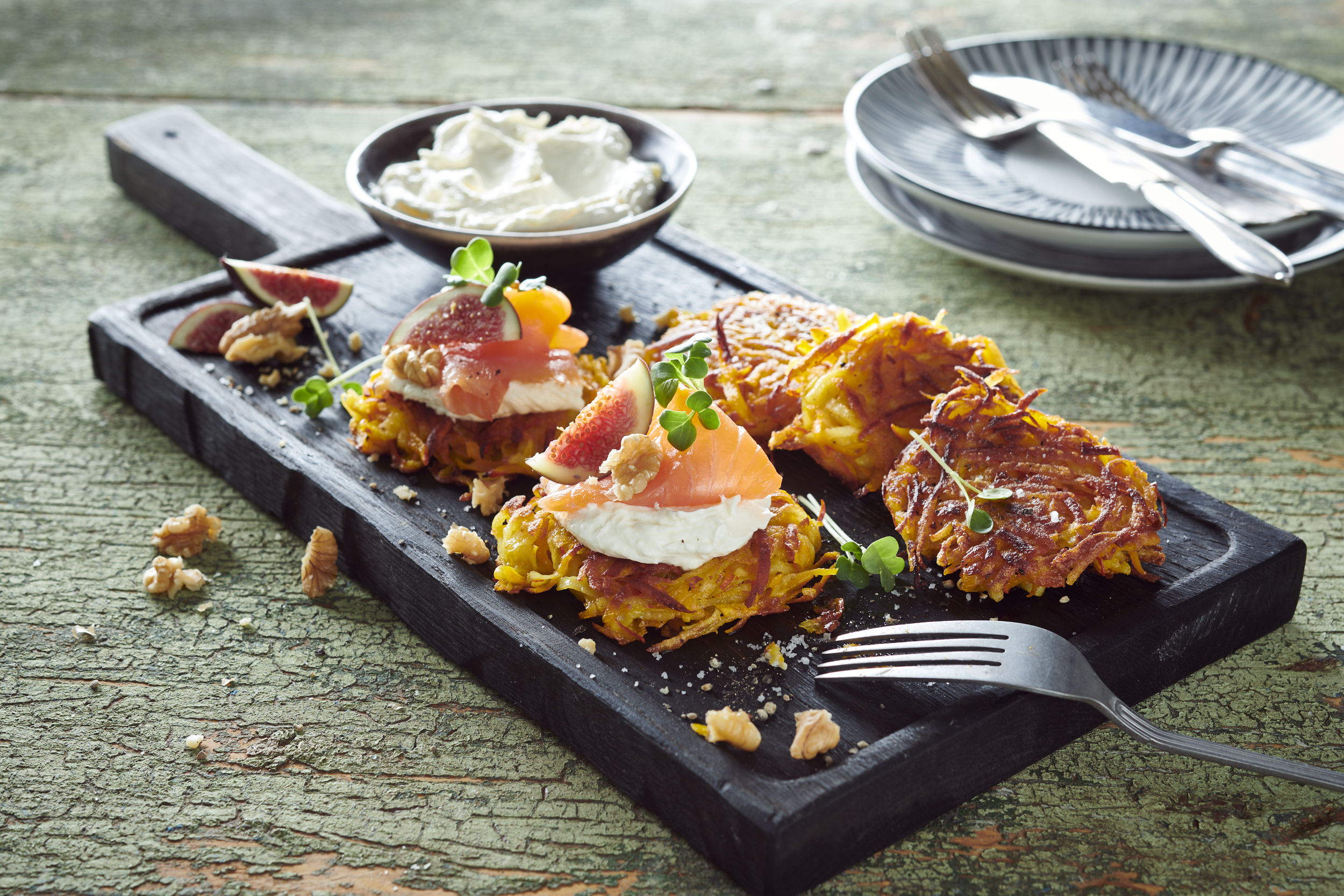 Kürbis-Kartoffelrösti und delikate Creme mit Arla Buko® Der Sahnige ... Kürbis-Kartoffelrösti und delikate Creme mit Arla Buko® Der Sahnige ...