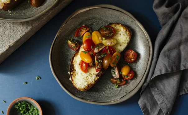 Havarti Cheese Toasts with Tomato Salad