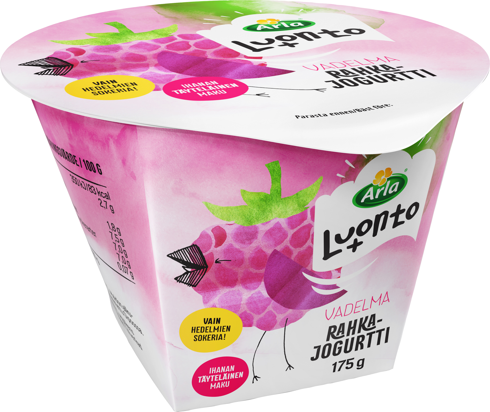 Arla Luonto+ vadelmarahkajogurtti 175g laktoositon