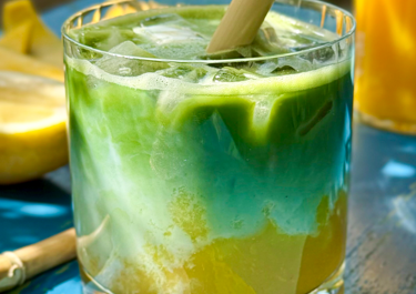 Mango matcha latte