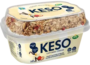 Arla KESO raejuusto vanilja & mansikka-granola 145 g, laktoositon