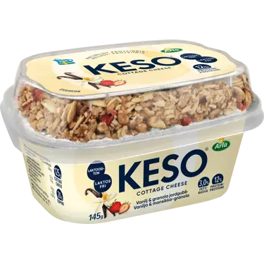 Arla KESO raejuusto vanilja & mansikka-granola 145 g, laktoositon