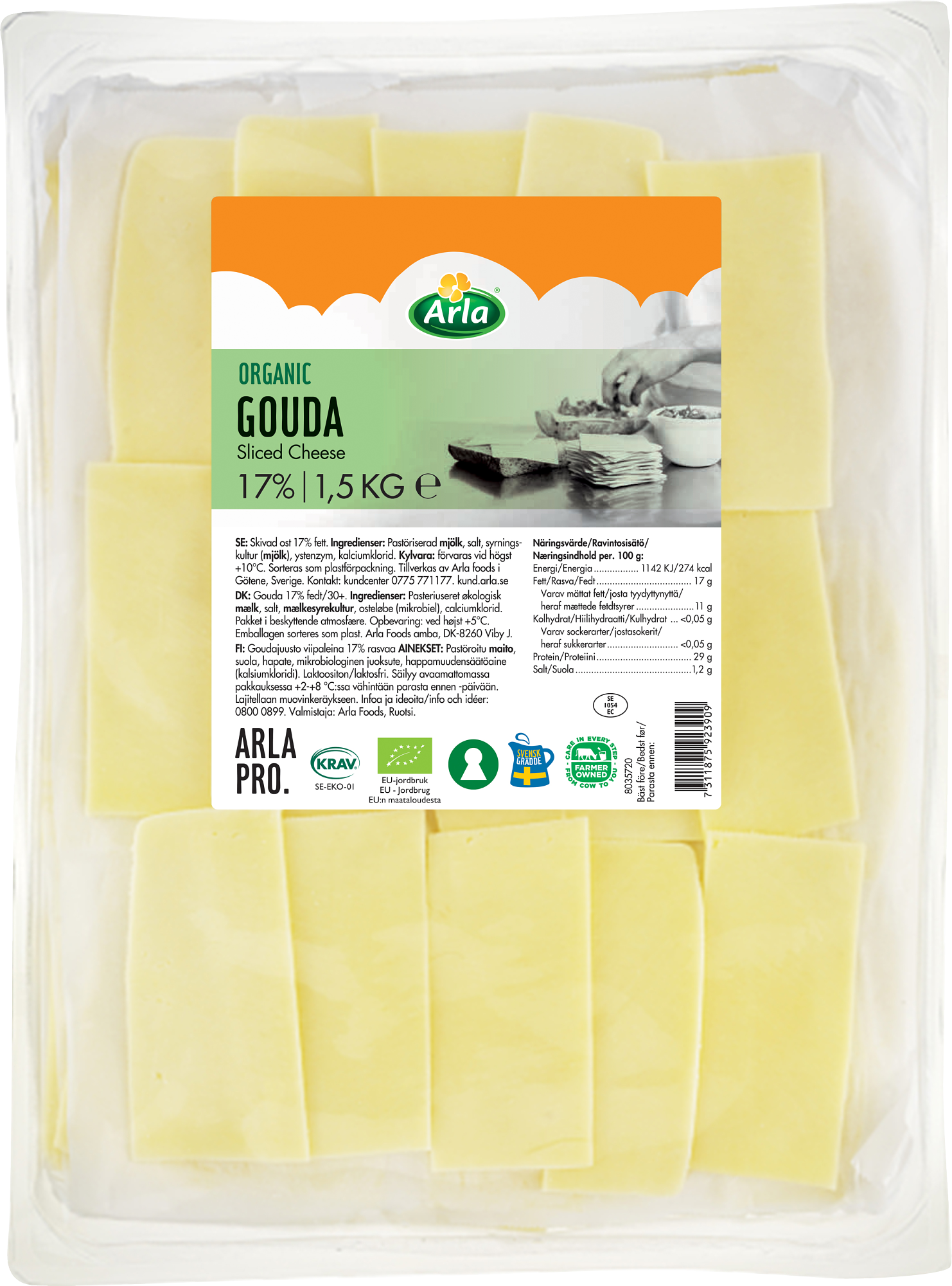 Arla Pro luomu goudaviipale 17% 1,5kg