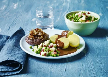 Hamburgers met gebakken uien