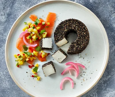 Black Pepper Cream Cheese with Smoked Salmon and Chilli Salsa