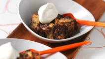 Bread pudding with bananas and chocolate 