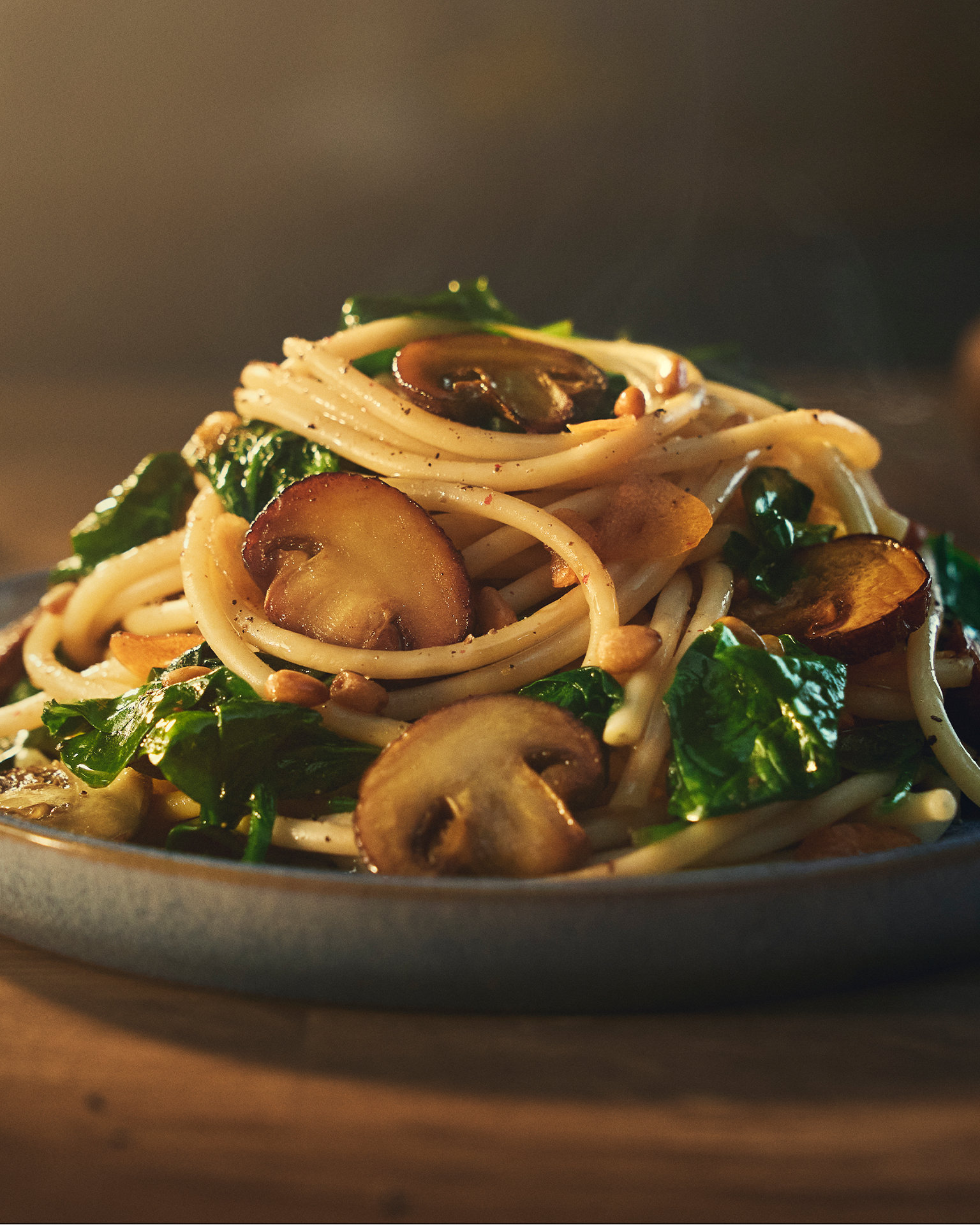 Mushroom spinach pasta