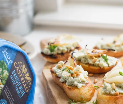 Crostini with Grilled Sweet Onions and Blue Cheese