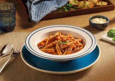 Pasta with aubergine and tomato sauce