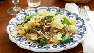 Pasta med strimlad biff