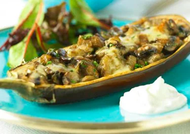 Svampfylld aubergine