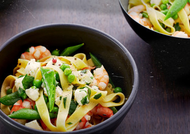 Pasta med reker og erter