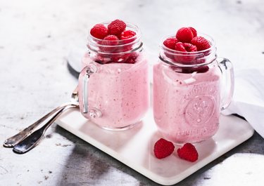 Raejuustosmoothie vadelmilla