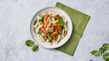 Creamy lactose-free pasta with mushrooms and pumpkin 