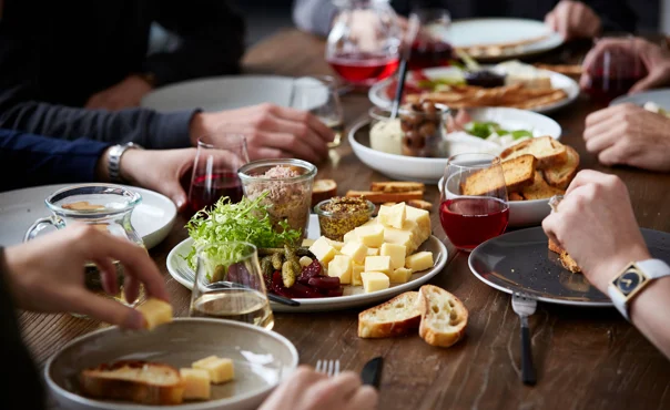 Cheddar with duck rillettes, sour and sweet