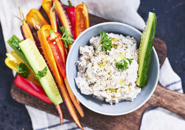 Aubergineröra med cottage cheese