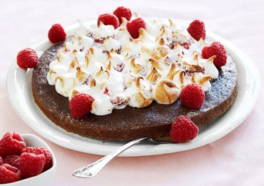 Citronkladdkaka med hallonmaräng