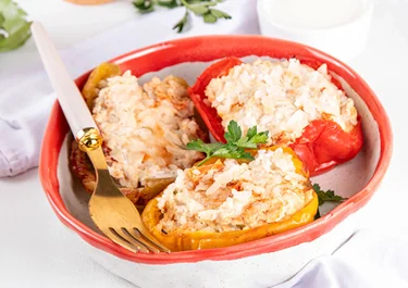 Pimientos rellenos de quinoa y Arla Apetina sin lactosa