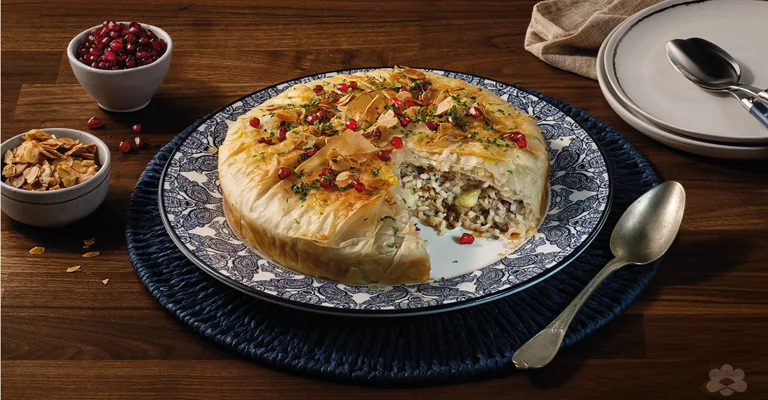 Chicken Ouzi (Filo wrapped rice)