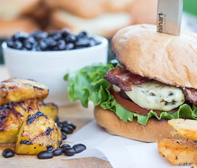 Coffee rubbed Blue Cheese bacon burgers