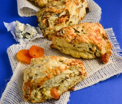 Apricot walnut and Blue Cheese scones