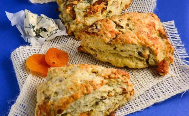 Apricot walnut and Blue Cheese scones