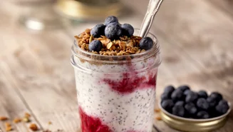 Chia with raspberries