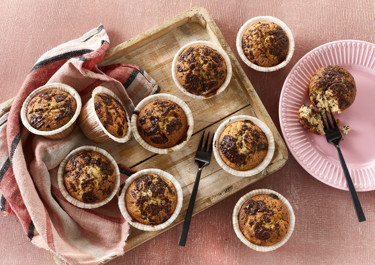 Bananmuffins med chokolade