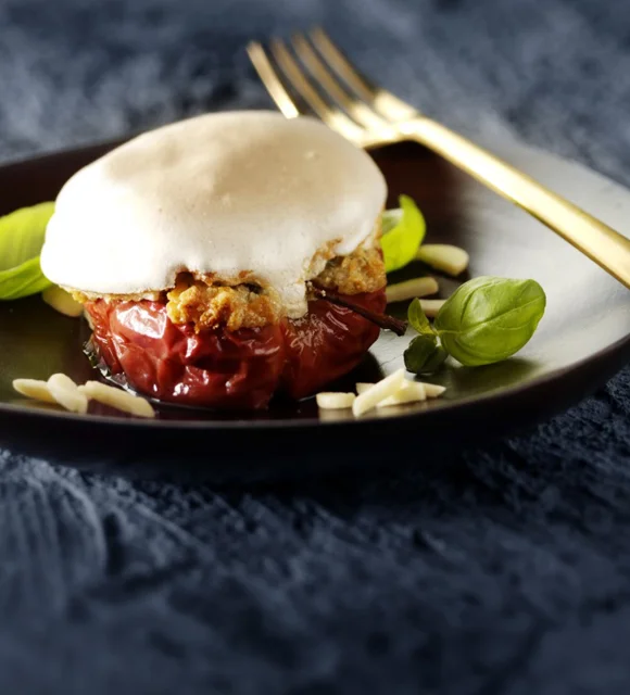Baked Apples with Blue Cheese and Meringue Topping