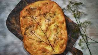 Ost- och potatisfocaccia med dillfrö