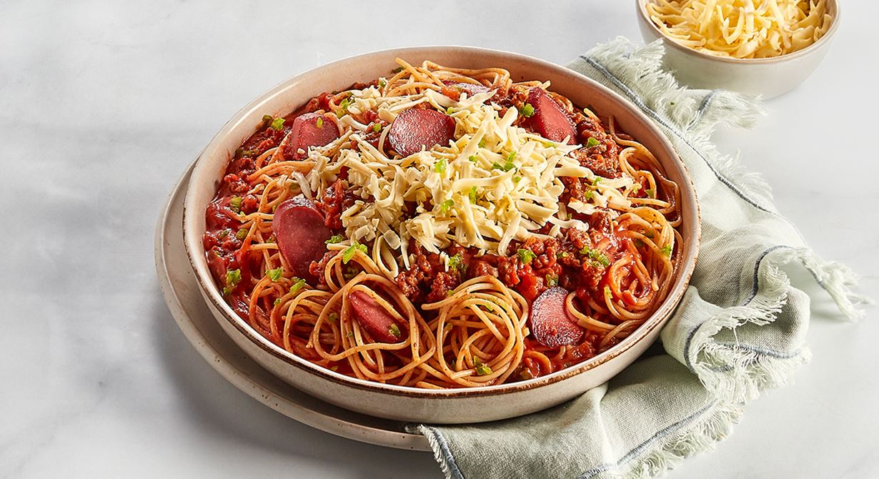 Spaghetti with Cheese and Sausage