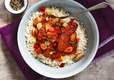 Texas chili med chorizo och ris