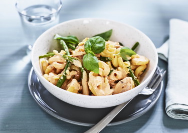 Pasta med kylling og grønne bønner