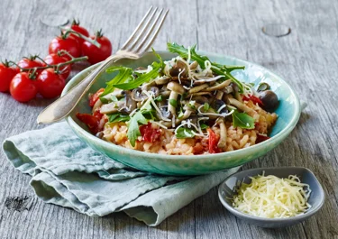 Tomatrisotto med svampetopping