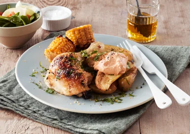 Kyckling med majs och potatis