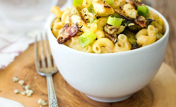 Blue Cheese, bacon & brussels sprouts mac & cheese