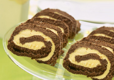 Chokladrulltårta med vanilj